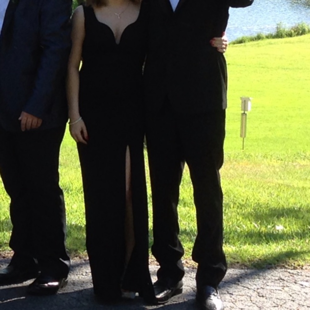 Long black prom dress with slit